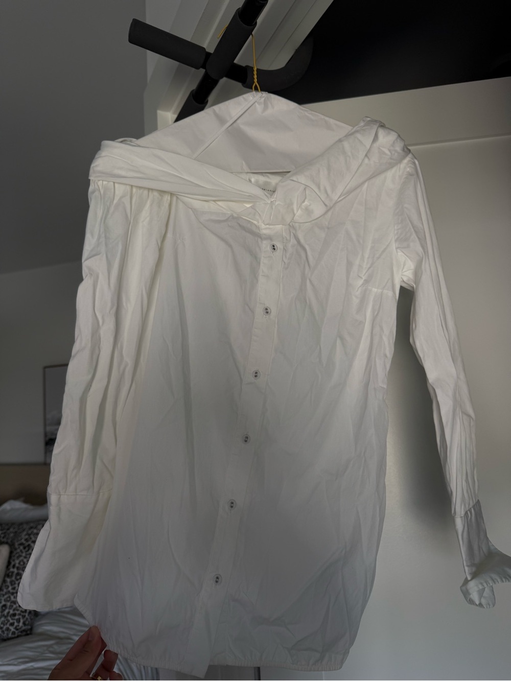 White Off-Shoulder Button-Up Shirt - Classic Shirt